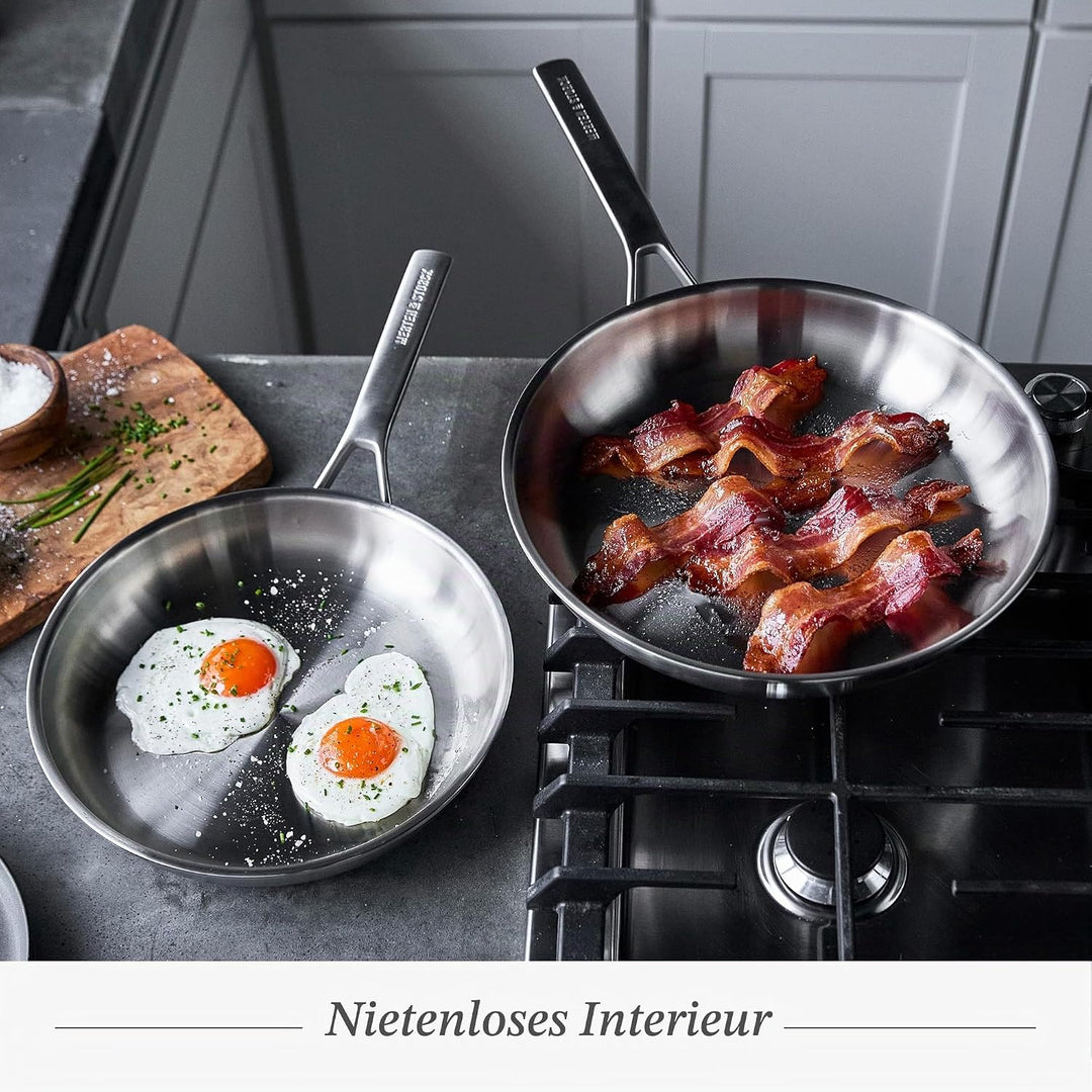 Merten & Storck Tri-Ply 18/10 Edelstahl Induktion 26cm und 30cm Bratpfanne Set, Multi Clad, Backofen