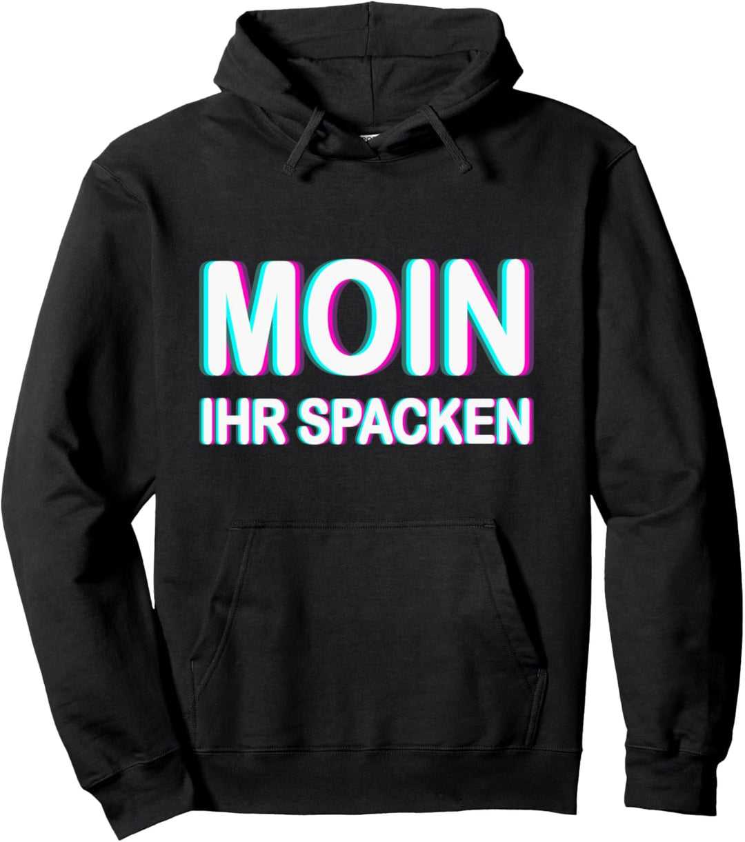 Moin ihr Spacken Plattdeutsch Moin Möwe Digga Vaporwave Pullover Hoodie