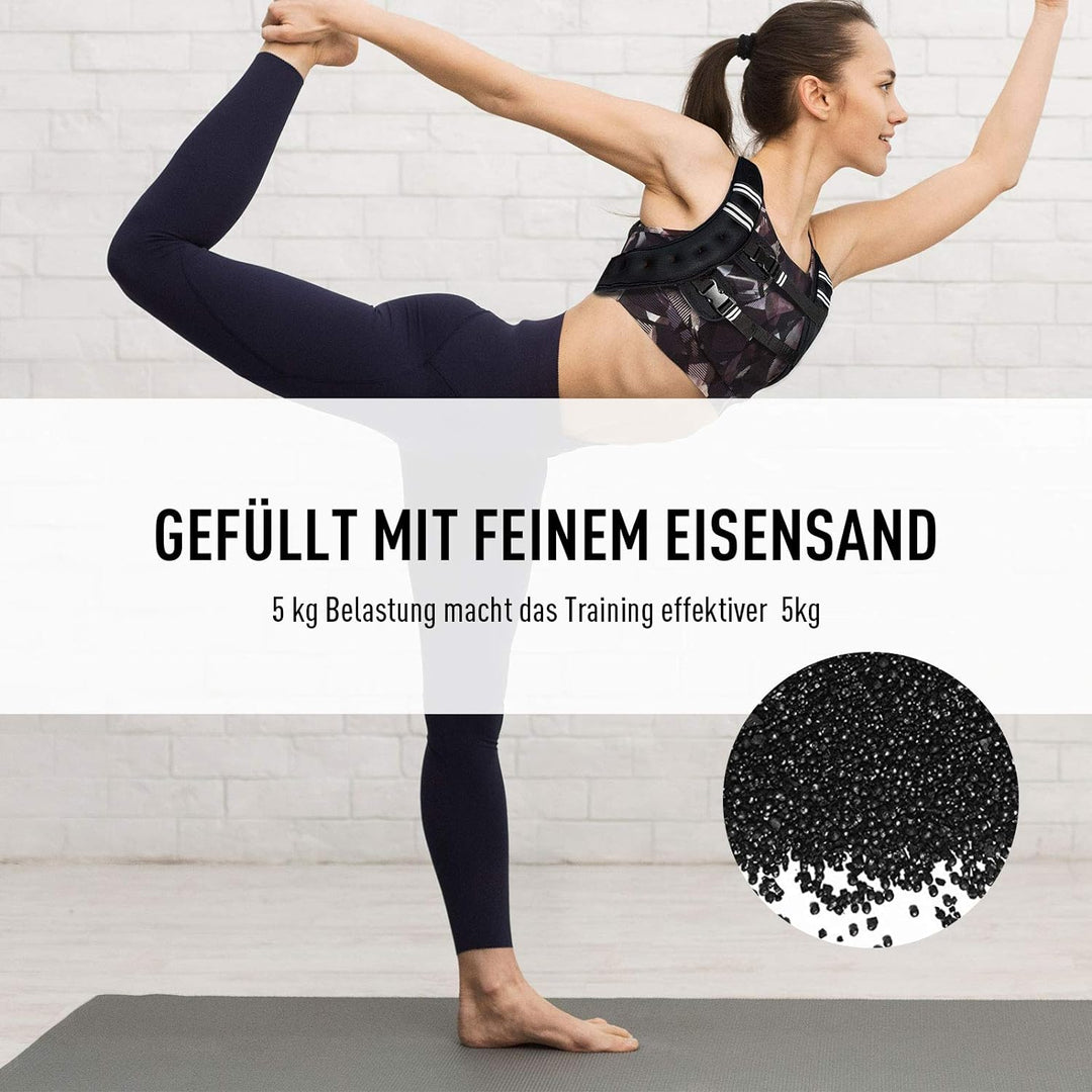 DREAMADE Gewichtsweste Trainingsweste, Fitnessweste aus SBR & Eisensand Füllung, verstellbare Laufwe