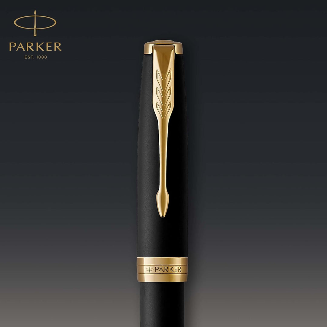 Parker Sonnet Füller | Matt-Schwarze Lackierung mit Goldzierteilen | Füllfederhalter mit feiner Fede