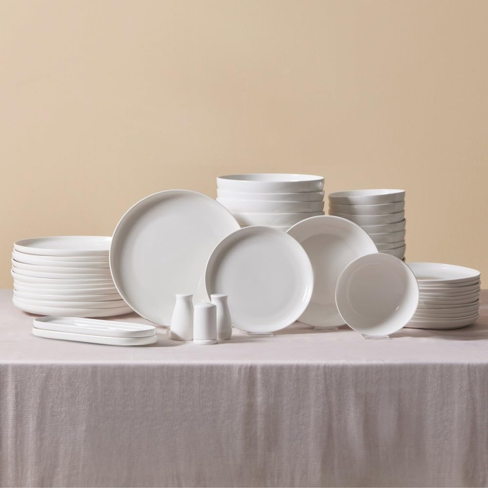 Karaca Streamline Favaro Service de Table Geschirr Set, 53 Tlg, Geschirrset 12 Personen aus Bone Chi