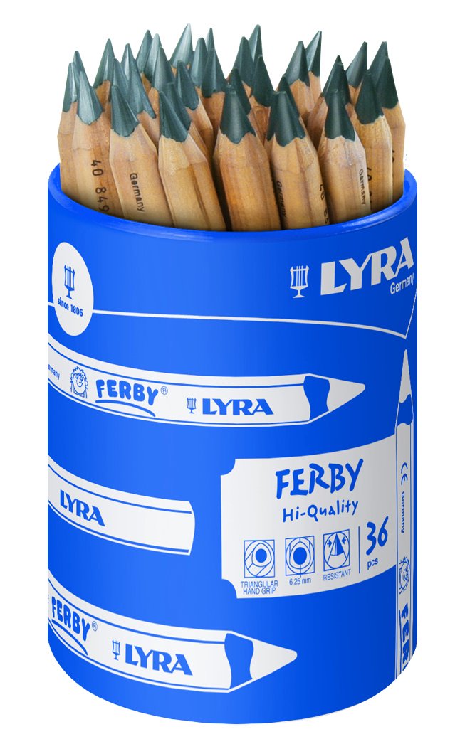 LYRA 1813360 Ferby, Graphite Runddose mit 36 Farbstiften, Graphit , unlackiert - 36 Graphitstifte, u