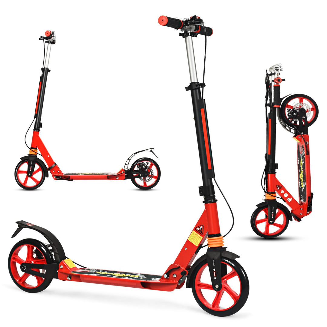 KOMFOTTEU Tretroller klappbar & höhenverstellbar, Scooter mit PU-Räder & Kingel, Kickscooter Cityrol