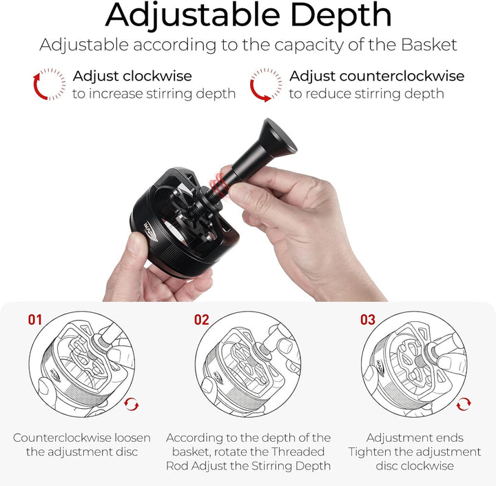 IKAPE 51 mm WDT-Tool für Espresso – 0,25 mm Verteilerwerkzeug mit 14 Nadeln, EIN-Tasten-Automatik-Ro