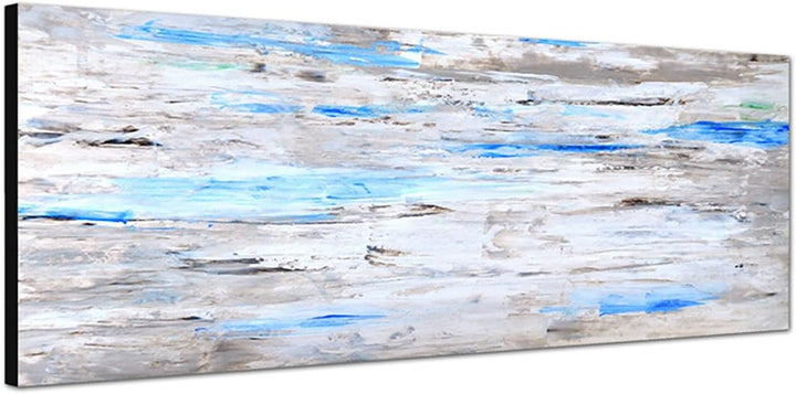 Paul Sinus Art Panoramabild auf Leinwand und Keilrahmen 150x50cm Kunstmalerei braun blau abstrakt