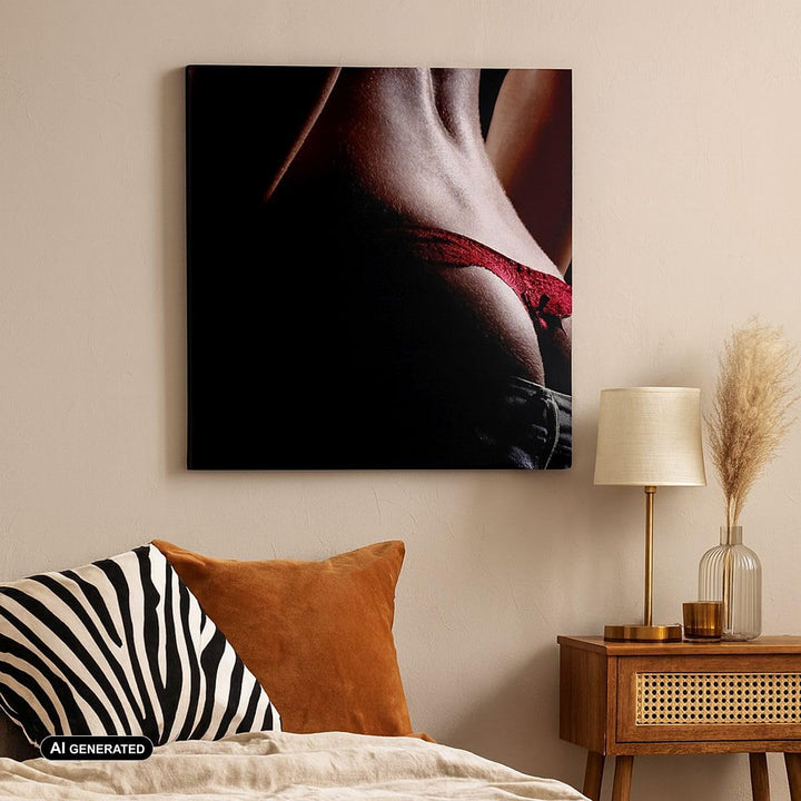 Bilder auf Leinwand Frau Körper String Leinwandbild mit Rahmen 60x60cm Wandbilder Dekoration Wohnzim
