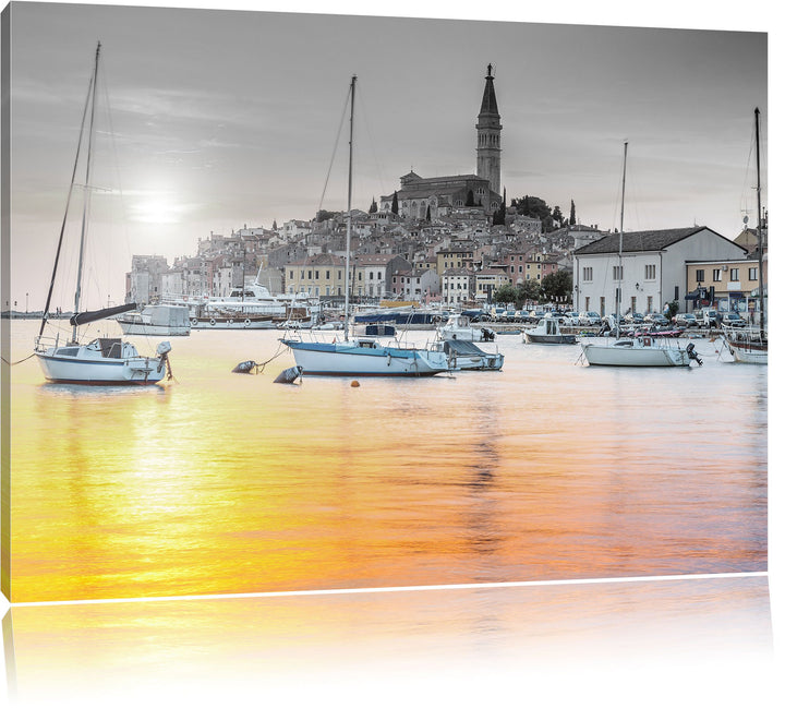 Pixxprint Kroatische Hafenstadt / 100x70cm Leinwandbild bespannt auf Holzrahmen/Wandbild Kunstdruck