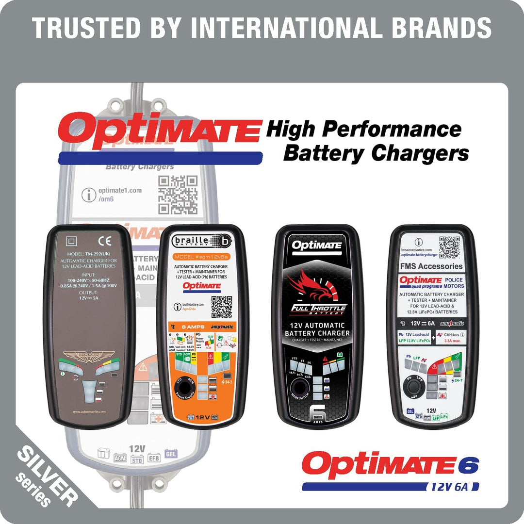 Optimate TecMate 6 Ampmatic, TM360, 9-stufiges gekapseltes batterieschonendes 12V 6A Lade- & Wartung