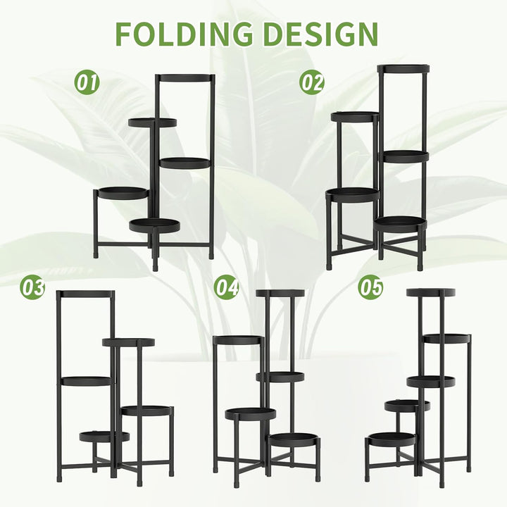 lalago 5 Etagen Blumenständer, Pflanzenregal Blumenregal Indoor Outdoor, Metall Pflanzenständer, Blu