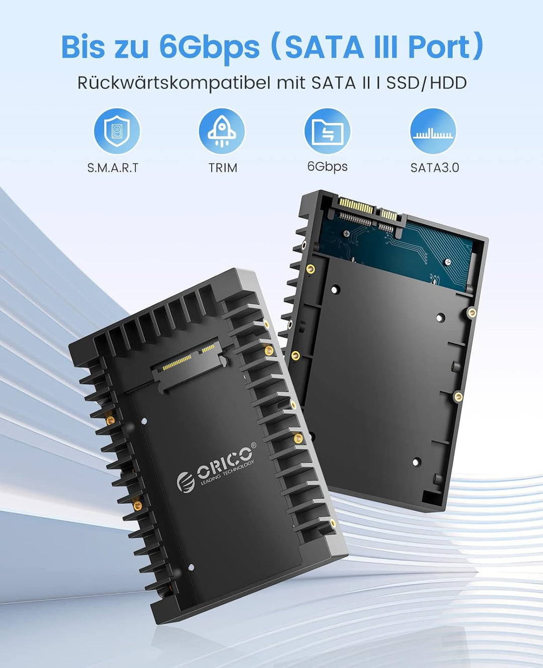 [2 Stück] ORICO 2,5" auf 3,5" interner Festplattenadapter Konverter Einbaurahmen Wechselrahmen, für