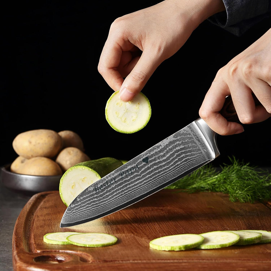 Wakoli Edib 2er Damastmesser Set mit Gravur – Personalisiertes Messer-Set, grosses & kleines Santoku