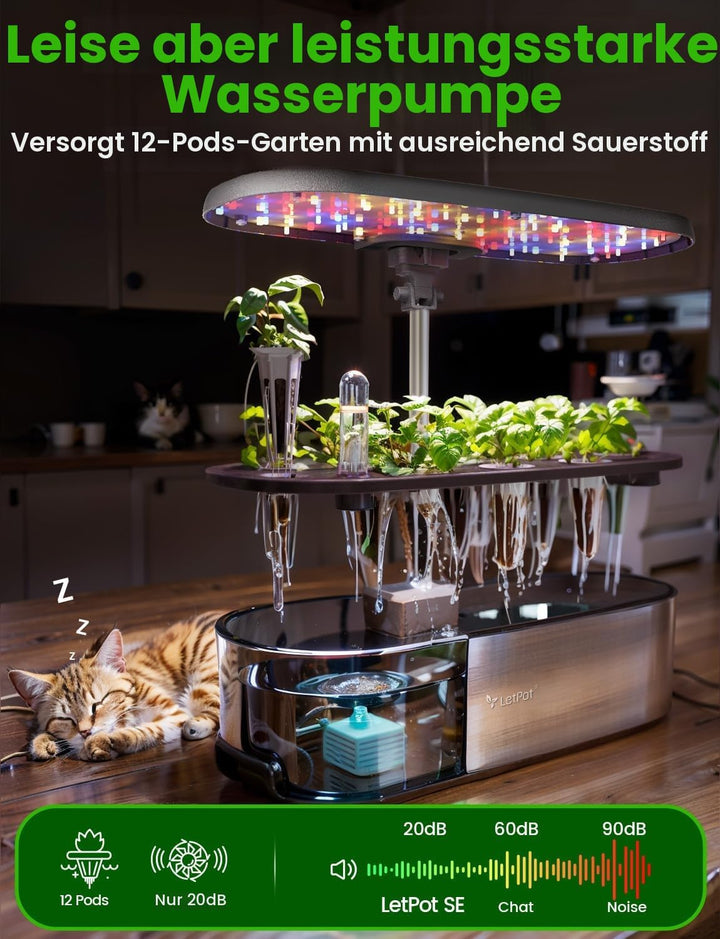 LETPOT LPH-SE WiFi Hydroponisches Anzuchtsystem, 12 Hülsen Smart Herb Garden Kit für Innenräume, Ind