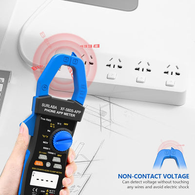Bluetooth Strommesszange, AC DC Digital Clamp Meter 6000Count TRMS, NCV Voltmeter Amperemeter Ohmmet