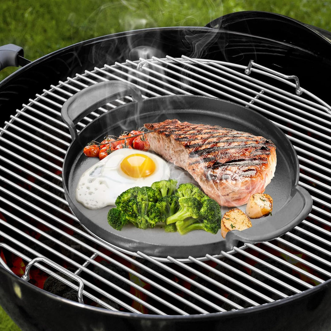 Onlyfire Grillrost Edelstahl, Ø 54,5 cm, Grillrost Rund mit Griff, Abnehmbarer Grillroste für Pizzas