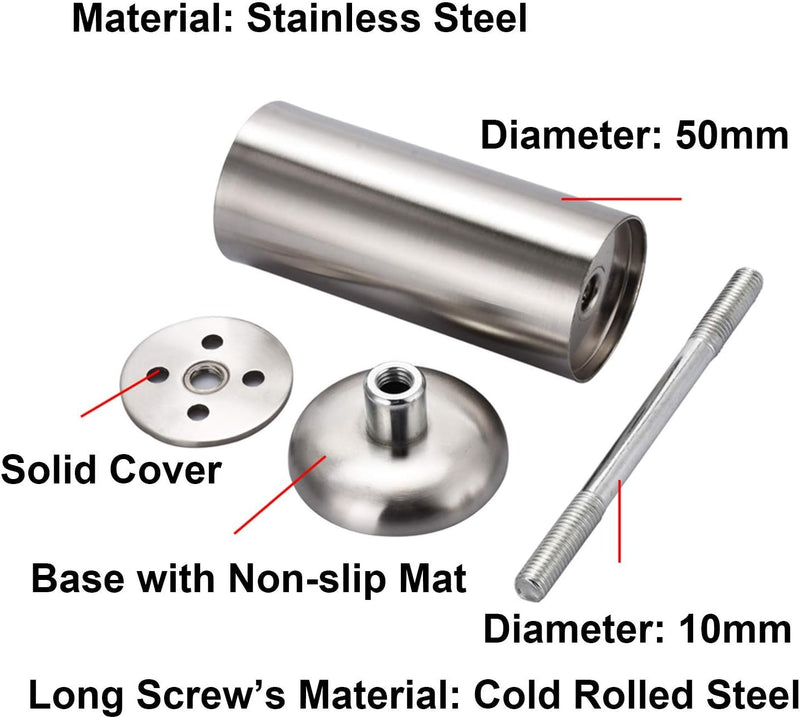 Qrity 4 Stück 300mm Möbelfüsse Edelstahl Schrankfüsse Möbelfüss Verdicken für Sofa, Tisch, Schränke,
