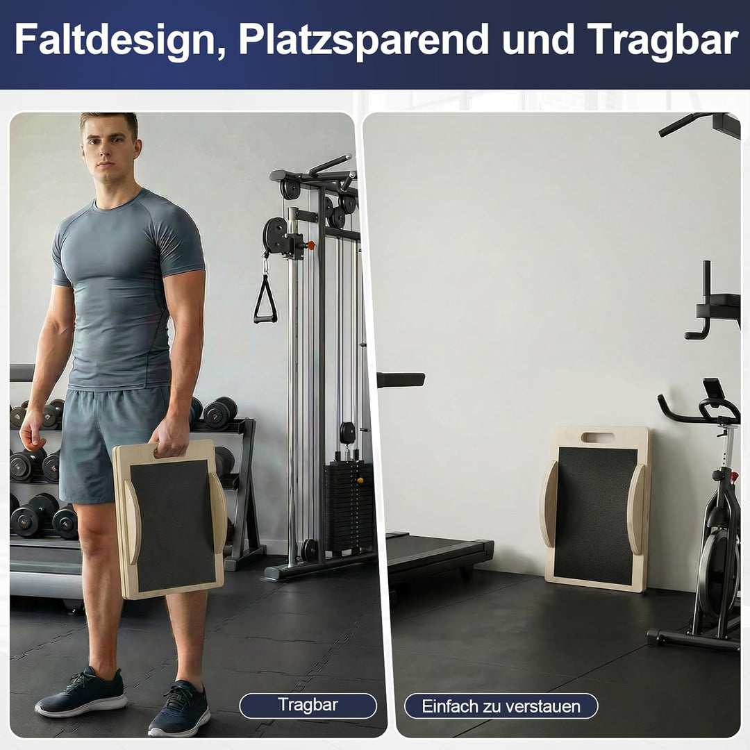 Wadendehner Schrägbrett aus Holz, 3 in 1 Stretch Board Balance Board mit 5 Winkeln und Tragegriff, K