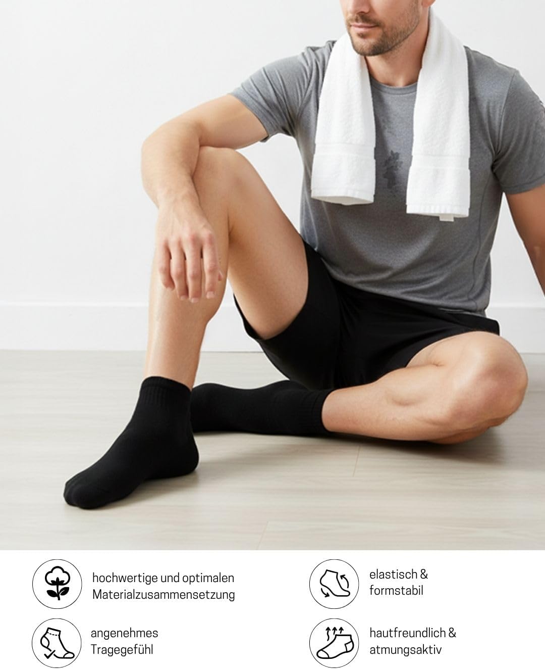 Sneaker Socken Quarter Sportsocken Herren & Damen (6 oder 12 Paar) Gepolstert mit Frotteesohle - Atm