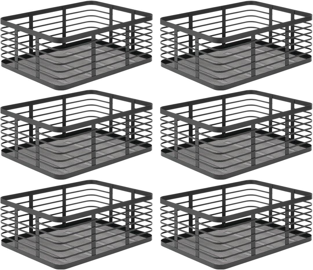 mDesign 6er-Set Allzweckkorb aus Metalldraht – praktischer Aufbewahrungskorb für Küche und Haushalt