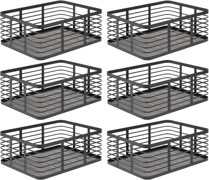 mDesign 6er-Set Allzweckkorb aus Metalldraht – praktischer Aufbewahrungskorb für Küche und Haushalt