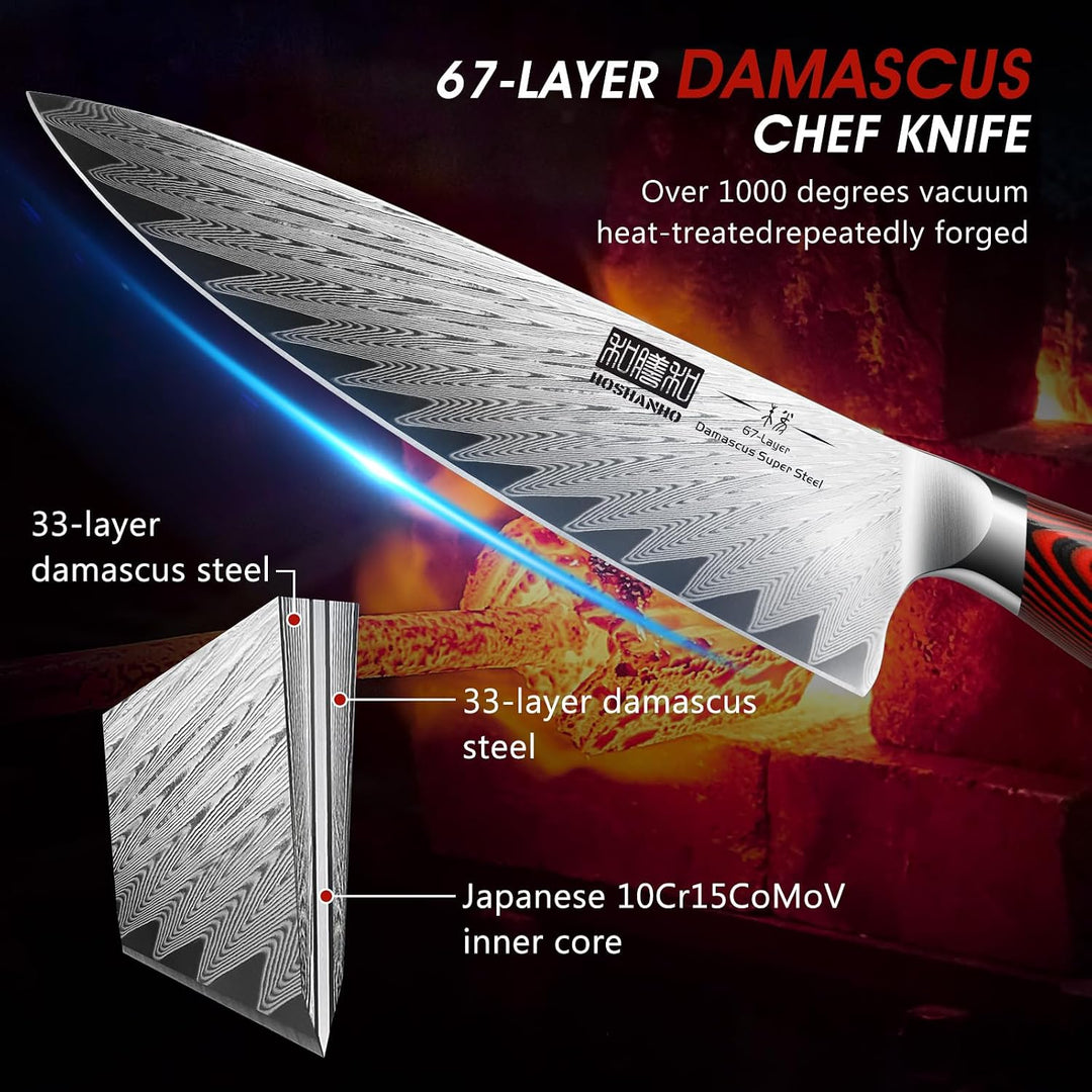 HOSHANHO 8 Zoll Damast-Kochmesser, professionelles Küchenmesser aus VG-10-Damast-Superstahl, ultrasc