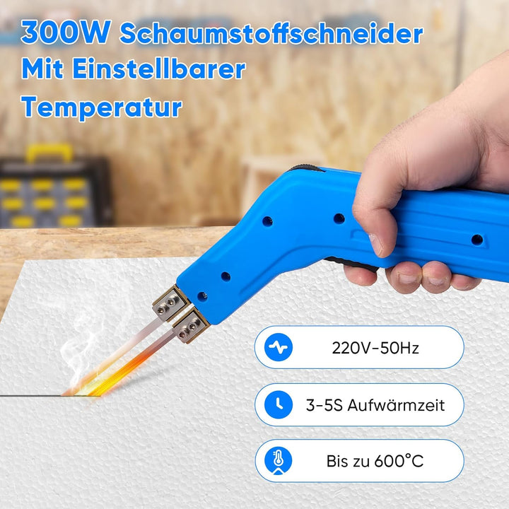 Styroporschneider Styrocutter mit 10cm + 15cm Geraden Klingen, 0-600℃ 300W Heissdrahtschneider, Styr