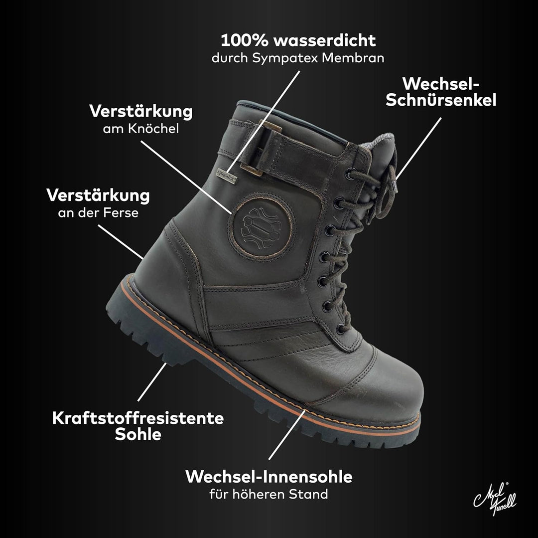 Mycl Turell Browning Motorradstiefel für Herren - Robuste, Wasserdichte Boots mit Rutschfester Sohle