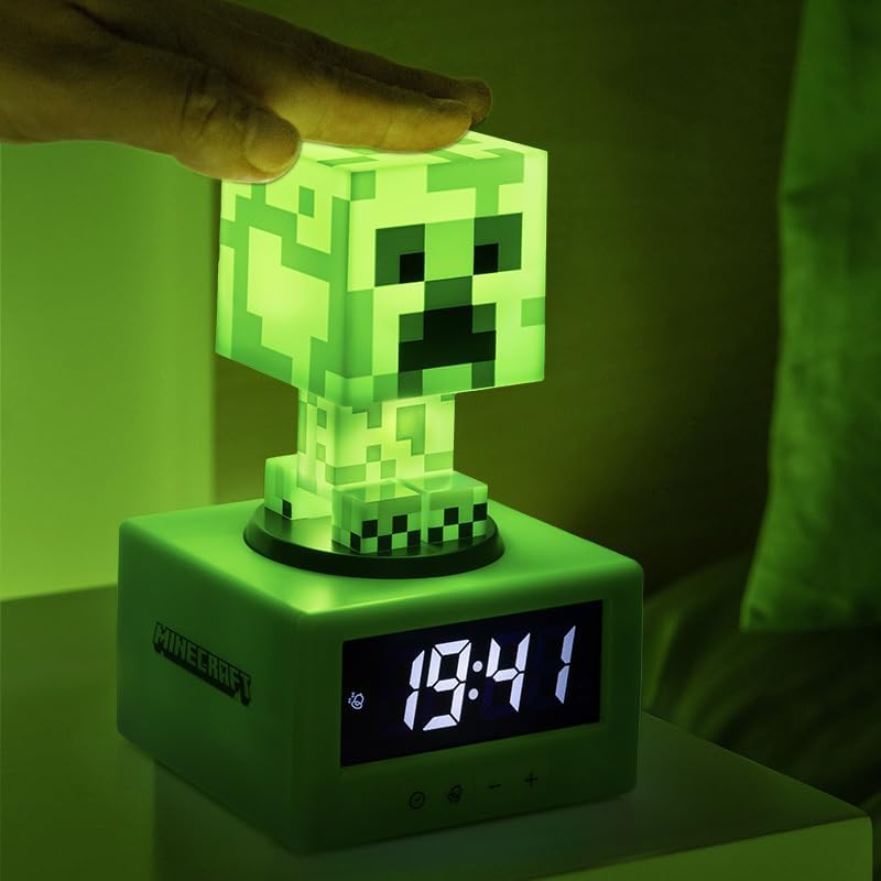 Paladone Minecraft Creeper Wecker - Offiziell Lizenziertes Icon mit Minecraft Musik & Nachtlicht für
