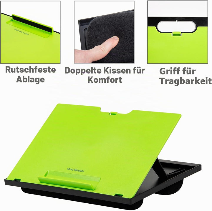 Mind Reader Laptop-Ständer, Betttablett, zusammenklappbar, Kissen, tragbar, Wohnheim, Kunststoff, 37