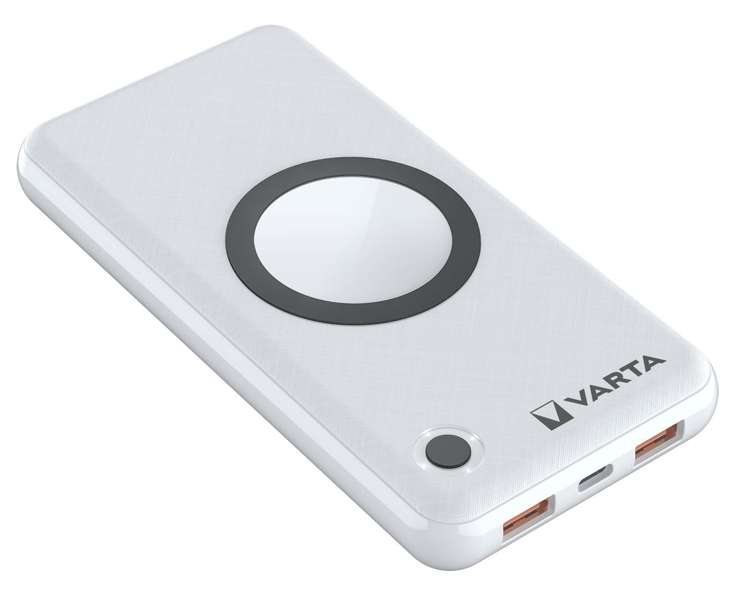 VARTA 2 in 1 Power Bank und Wireless Charger, kabelloses Ladegerät, Powerbank 15000mAh, LED Ladestan