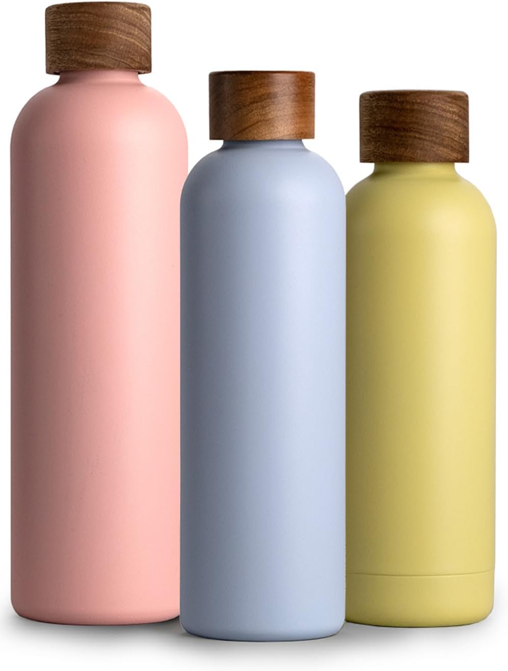 T&N Edelstahl Trinkflasche 750ml, Thermosflasche 0.75l mit Akazienholz Deckel, Isolierte Wasserflasc