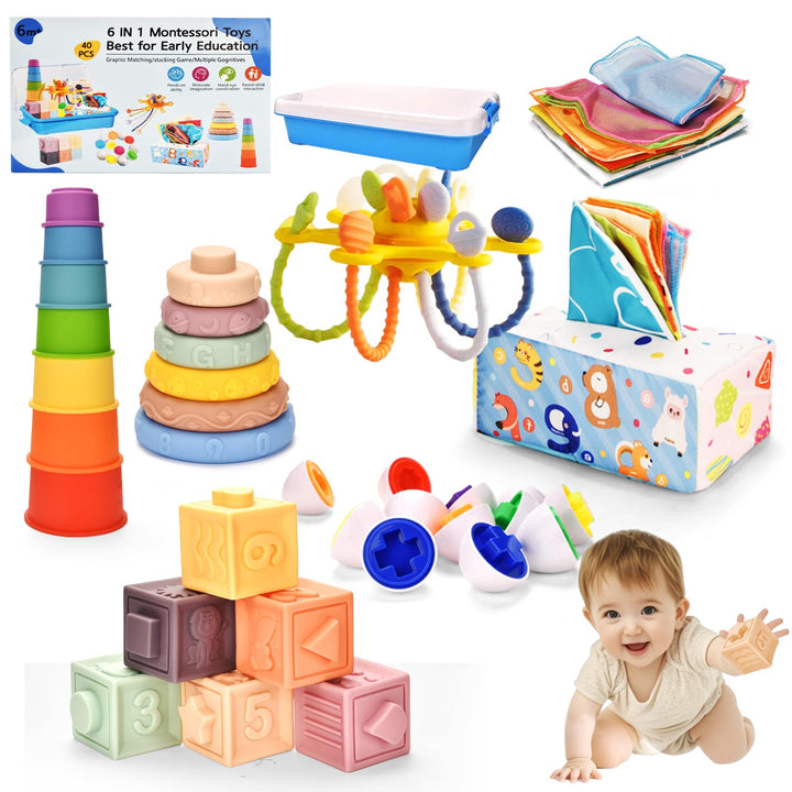 Montessori Baby Spielzeug für Monate,6 in 1 Motorikspielzeug ab Monate,Entwicklung der Sensorisches