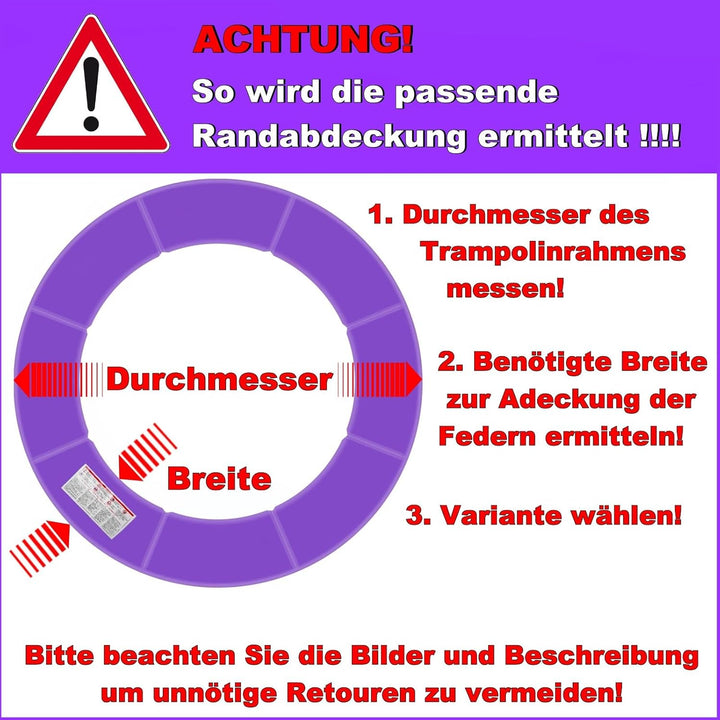 Baunsal® Trampolin Randabdeckung Ø 183 244 250 275 300 305 335 366 370 396 400 427 430 457 460 487 4