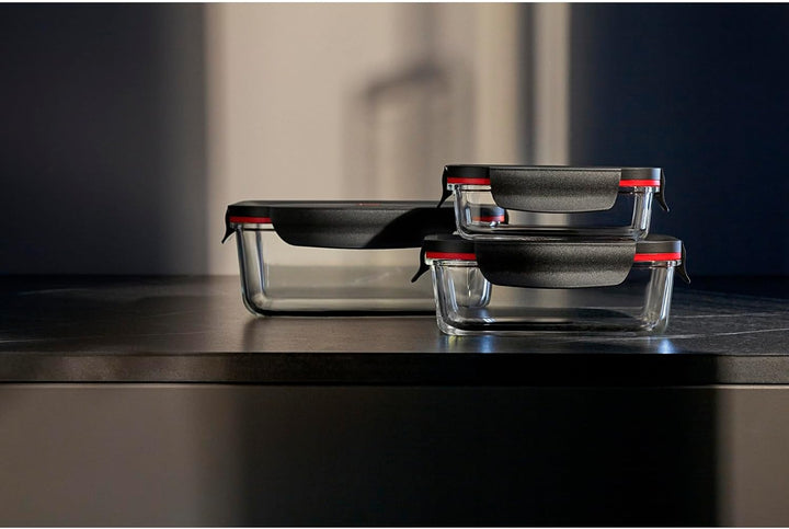 Silit Storio Vorratsdose-Set 3-teilig, Glas, Vorratsglas, luftdichter Aroma-Deckel, Frischhaltedosen