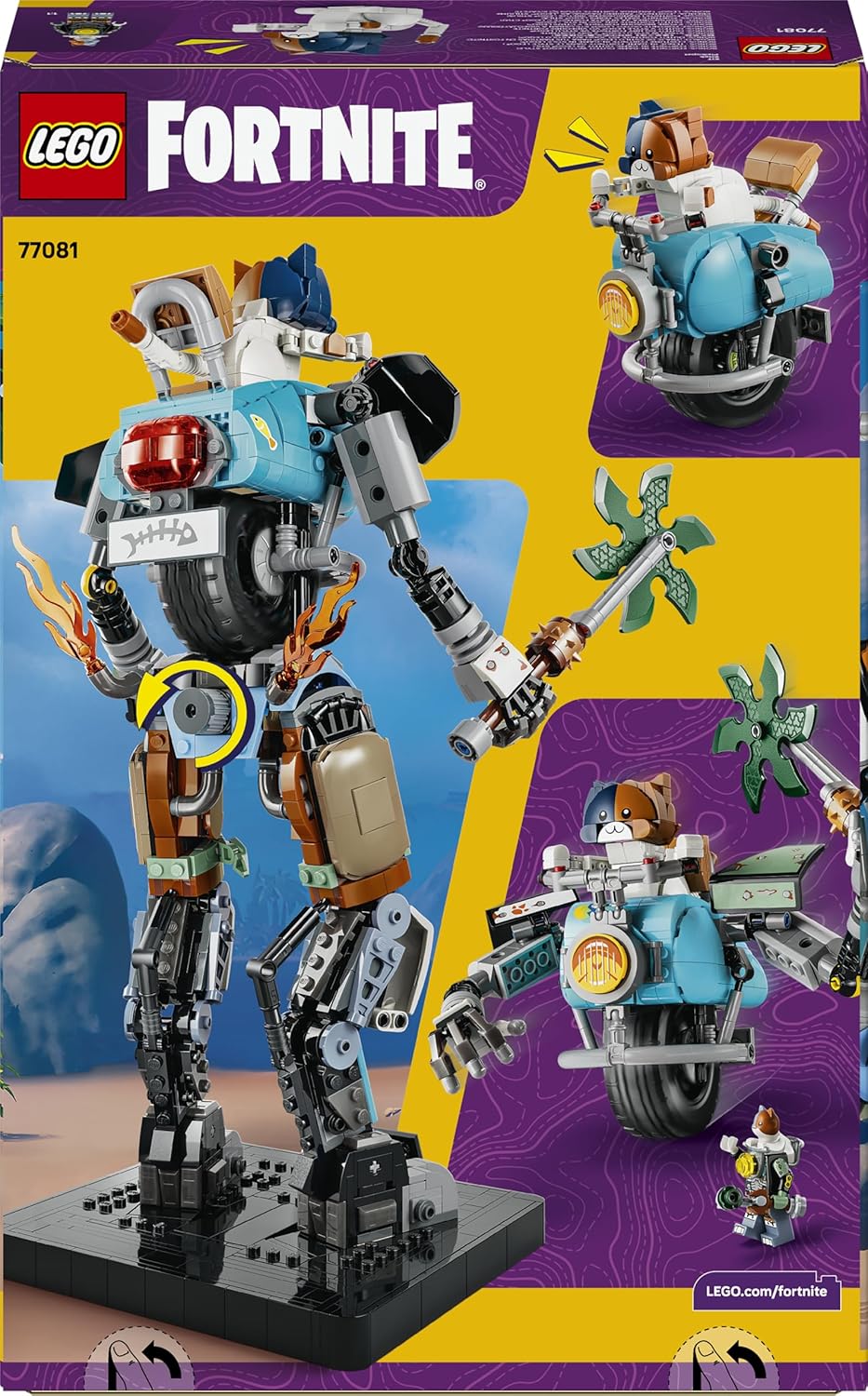 LEGO Fortnite KIT - Interaktive Figur mit Power Klaue Spitzhacke und drehendem Rad - Zimmerdeko für