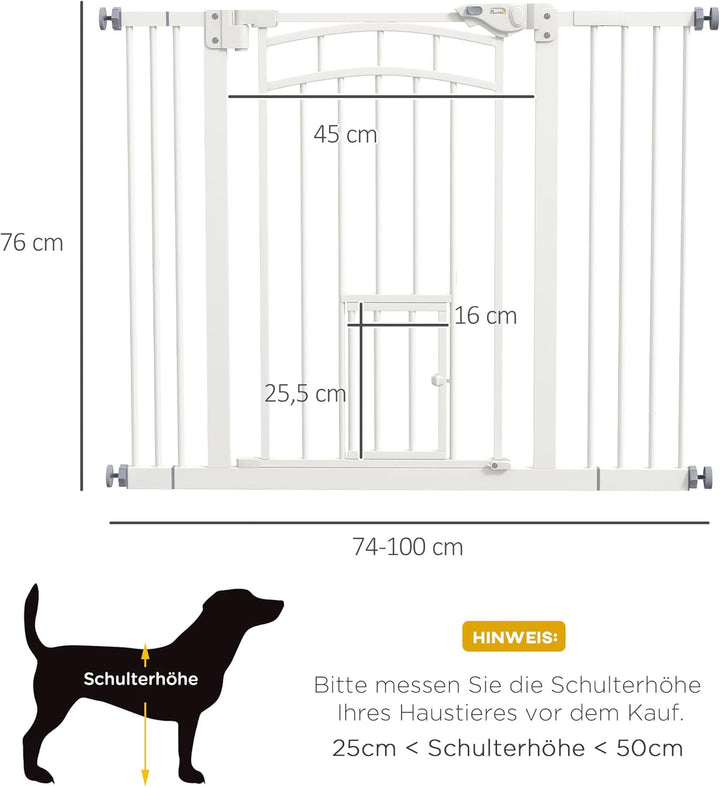 PawHut Türschutzgitter Treppenschutzgitter mit 7/14 cm Verlängerung Türgitter ohne Bohren Treppengit