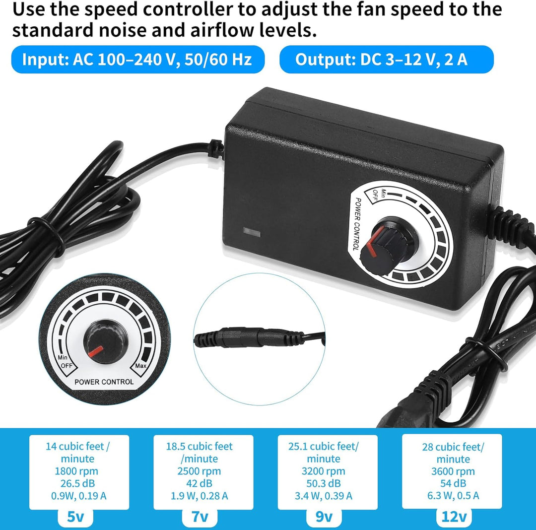 DBREAKS Radiallüfter 12V, Kühlung Lüfter mit Drehzahlregler für Haushaltsgeräte, 220V Klein Gebläse