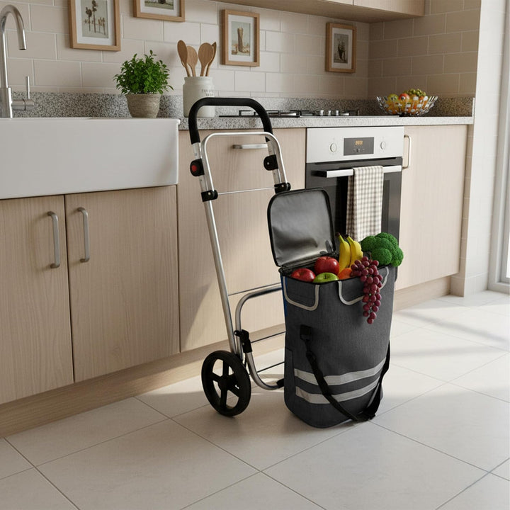 Relaxdays Einkaufstrolley, 2 grosse Räder, Kühlfach, abnehmbare Tasche, 45 l, bis 35 kg, Einkaufswag