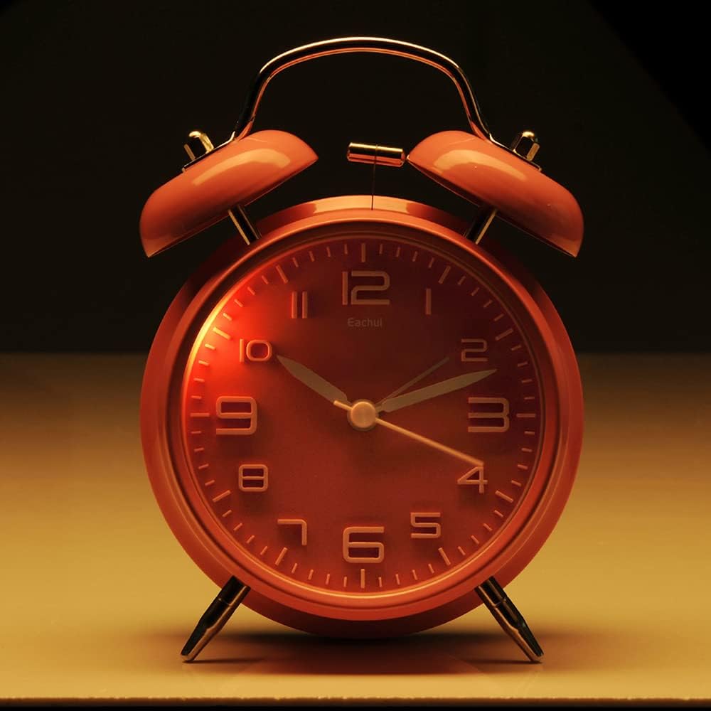 Eachui Doppelglockenwecker,Nachtlicht,Lauter Alarm,Retro,Batteriebetrieben | Wecker Analog mit gross