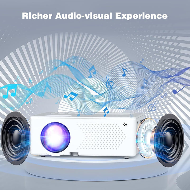 Beamer, Mini Beamer Tragbarer, Full HD 1080P unterstützt Projektor, 50%-100% Zoom, Bluetooth 5.2, 20