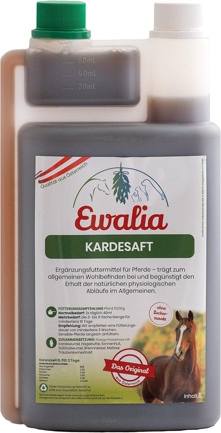 Ewalia Kardesaft für Pferde | Doppelpack | 2 x 1 l | Mit den stärkenden Eigenschaften der Karde | Al