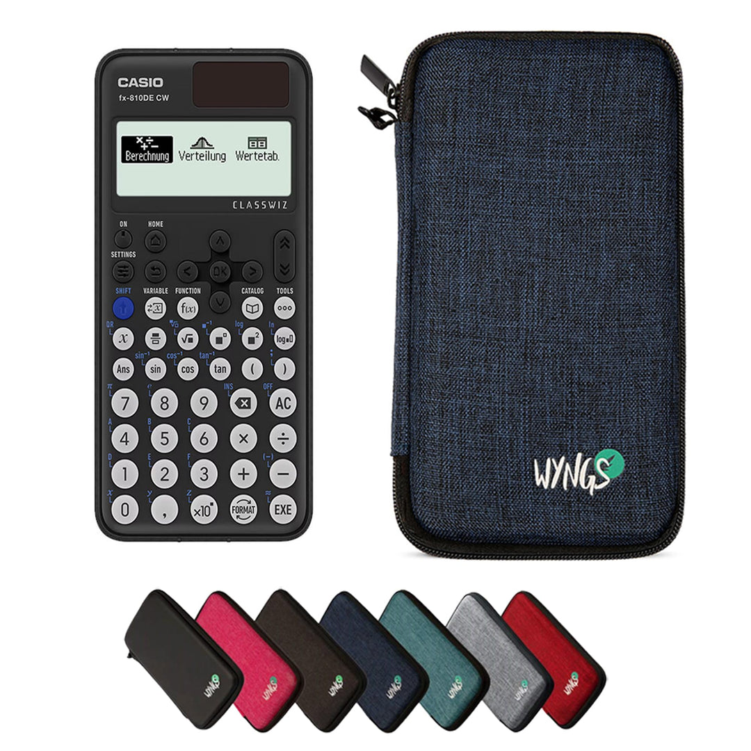 CALCUSO Sparpaket: Casio FX-810DE CW + WYNGS Schutztasche blau + Erweiterte Garantie von CALCUSO Bla