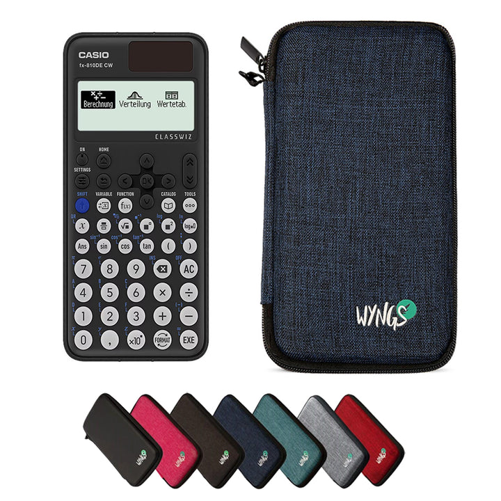 CALCUSO Sparpaket: Casio FX-810DE CW + WYNGS Schutztasche blau + Erweiterte Garantie von CALCUSO Bla
