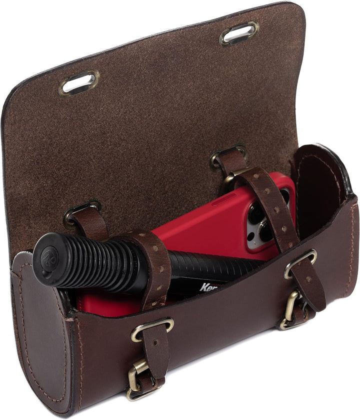 SID & VAIN Fahrradtasche STEW aus Sattel-Leder I Fahrrad-Rolle für Herren und Damen I Satteltasche b