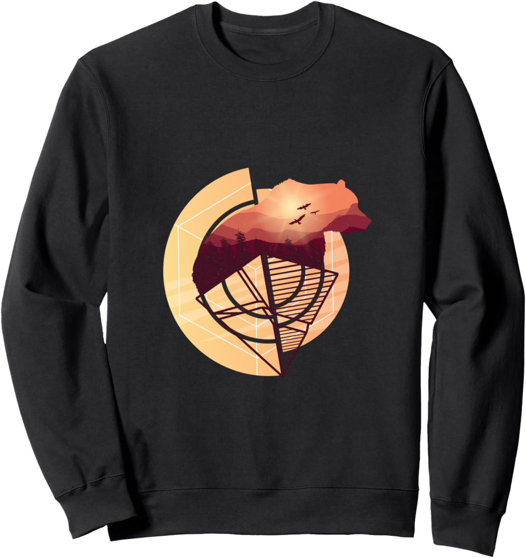 Wandern Design mit Bär, Bergen und Wald für Wanderer Sweatshirt