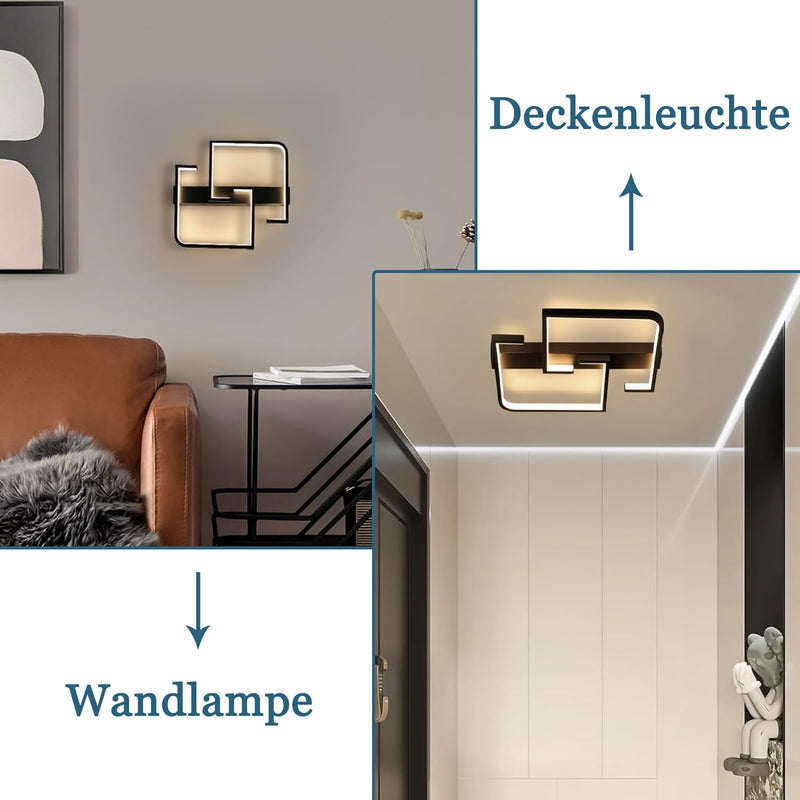 CBJKTX Deckenleuchte LED Deckenlampe Schwarz Klein Flurlampe 19W 30CM Küchenlampe Modern Warmweiss 3