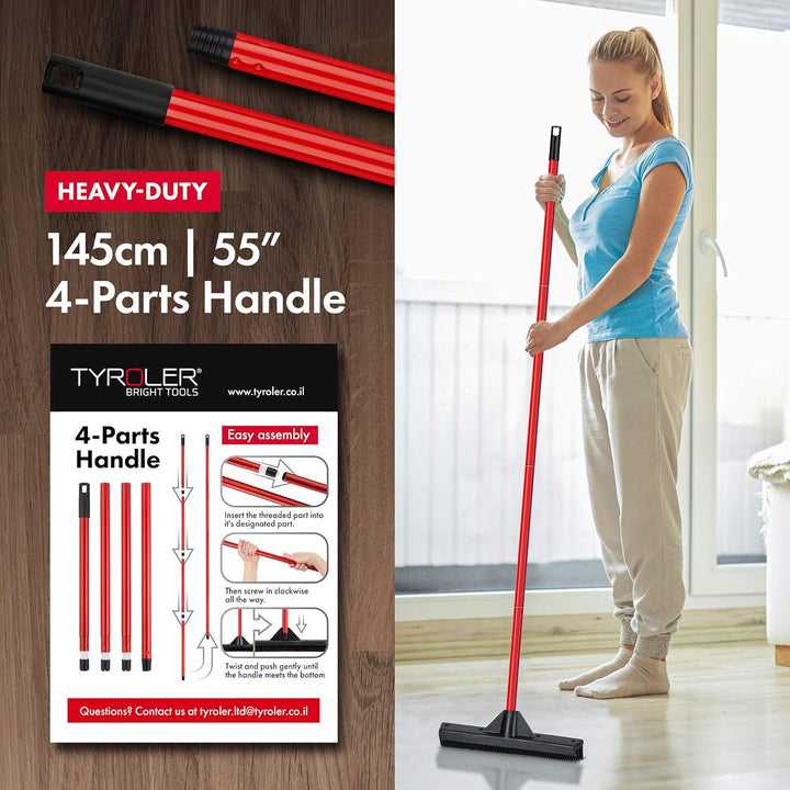 Tyroler Gummi Besen Mit Abzieher - 33 cm Breit - Design, Natürliche Gummi Borsten, Perfekt Für Haust