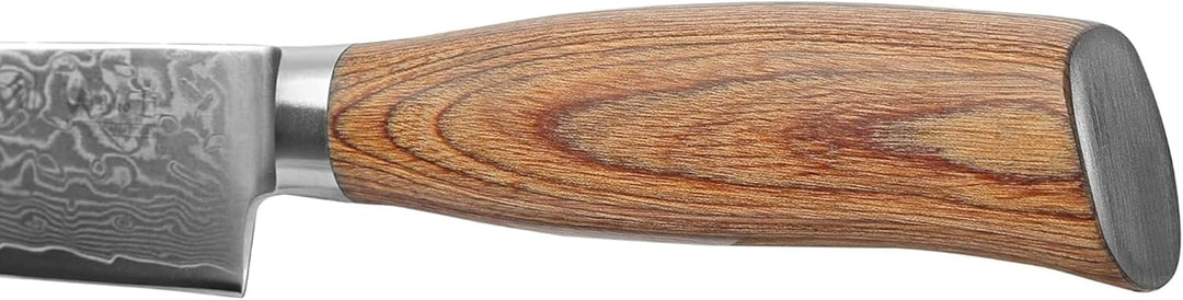 Wakoli EDIB Pro Premium Santoku Messer klein mit Klingen Gravur mit 11 cm Klinge gefertigt aus 67 La
