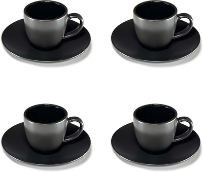 Hanseküche Espressotassen Set aus Steingut – Hochwertiges 4er Set, handgefertigt & dickwandig, Stein