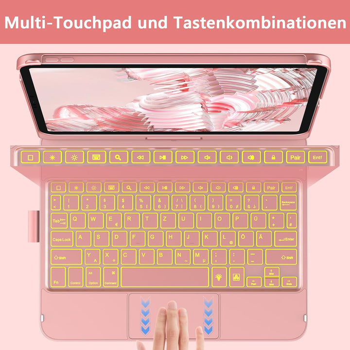 KBCASE Bluetooth Tastatur Schutzhülle für iPad 10 (2022/11. Generation) A16 2025 (10,9/11 Zoll) Mit