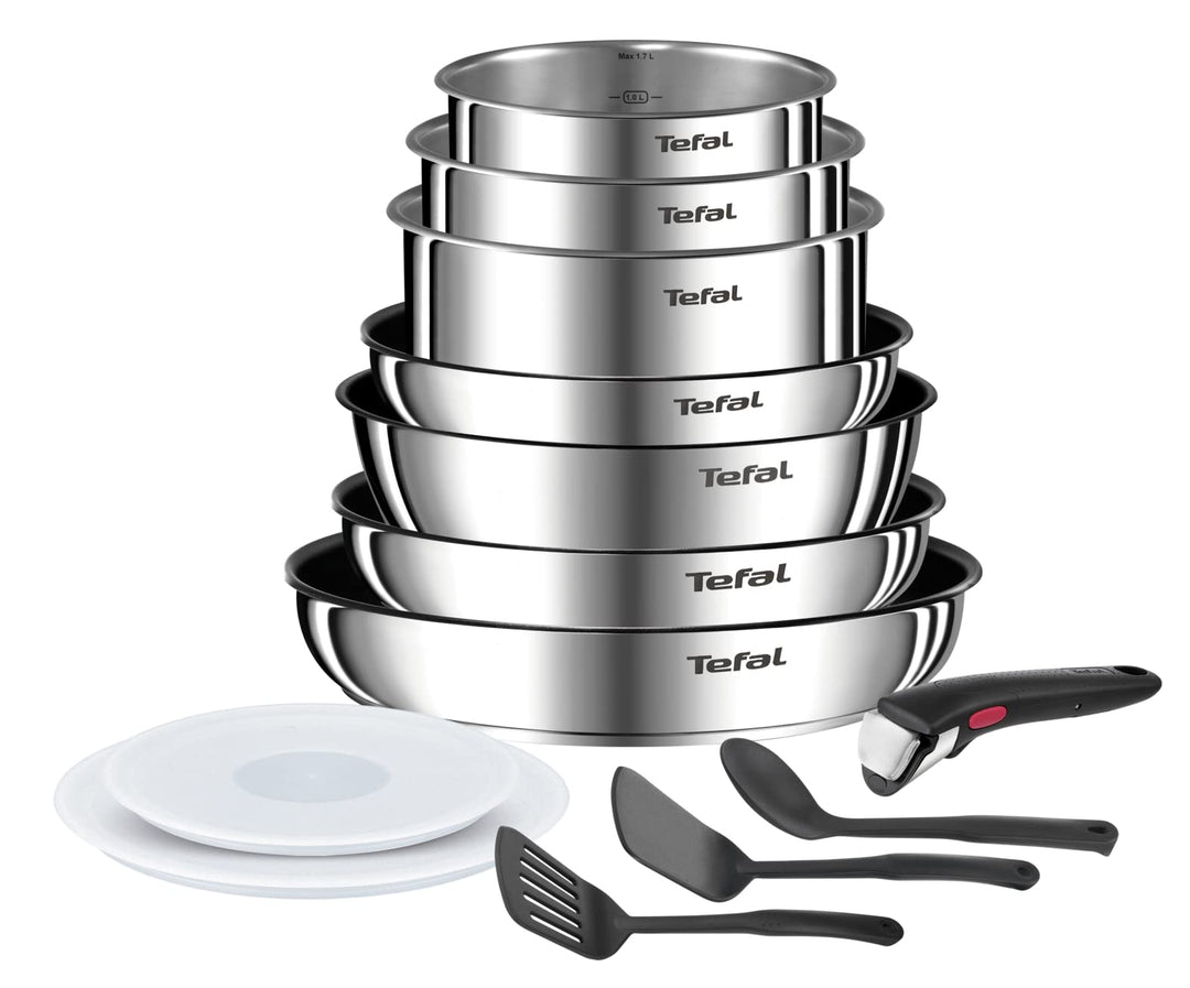 Tefal Ingenio Emotion Kochgeschirr, 13-teilig, Edelstahl, stapelbar, Antihaftbeschichtung, Induktion
